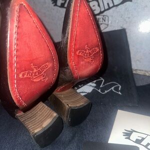 Freebird by Steven Cowhide Tie/Laced Detail Red Bottom Zip Boots